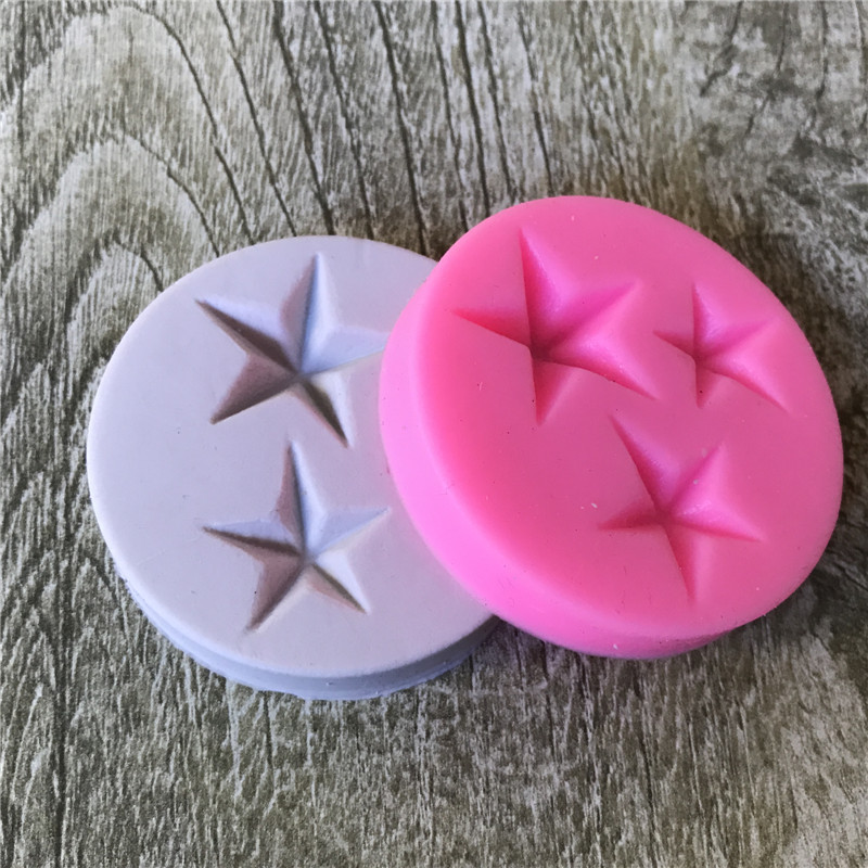 diy翻糖蛋糕模具3连大五角星硅胶模巧克力滴胶泥丸工具
