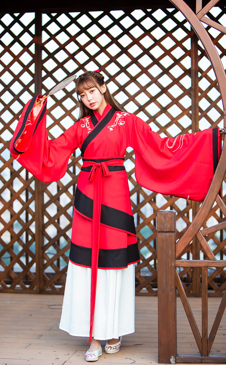 汉元素原创传统汉服女装古装绣花长袖交领上儒曲裾内群四件套秋冬