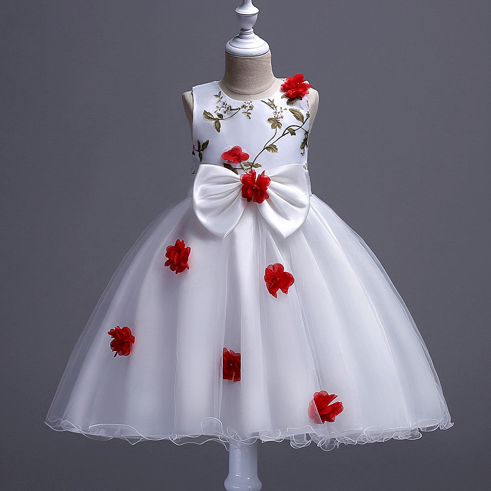 夏季韩版无袖花童裙中大童花朵礼服裙儿童生日晚会礼服裙新款564