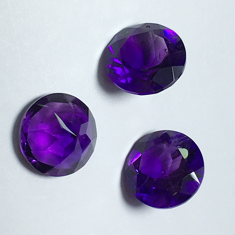 天然紫水晶 圆形10mm戒面裸石紫水晶 南非紫水晶工艺品可定制