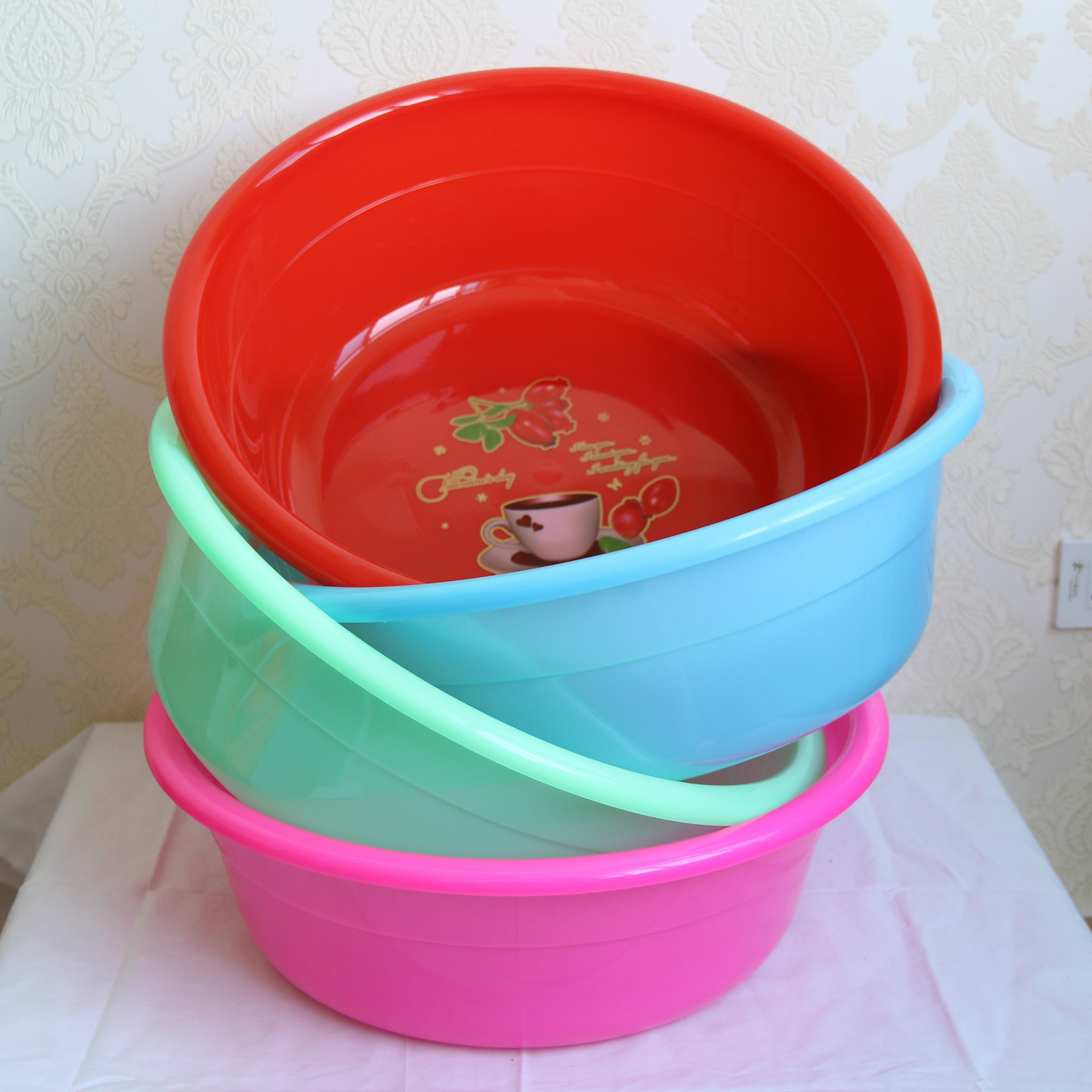 批发耐摔熟料盆 圆形大号塑料脸盆 宝宝洗浴盆加高加厚学生洗衣盆