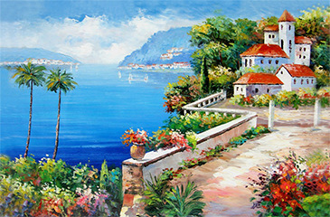 无缝大型壁画酒店ktv客厅背景墙纸儿童房风景油画个性定制墙壁布