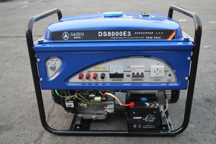 萨登8kw三相汽油发电机小型应急便携供电8000w照明家用移动380v