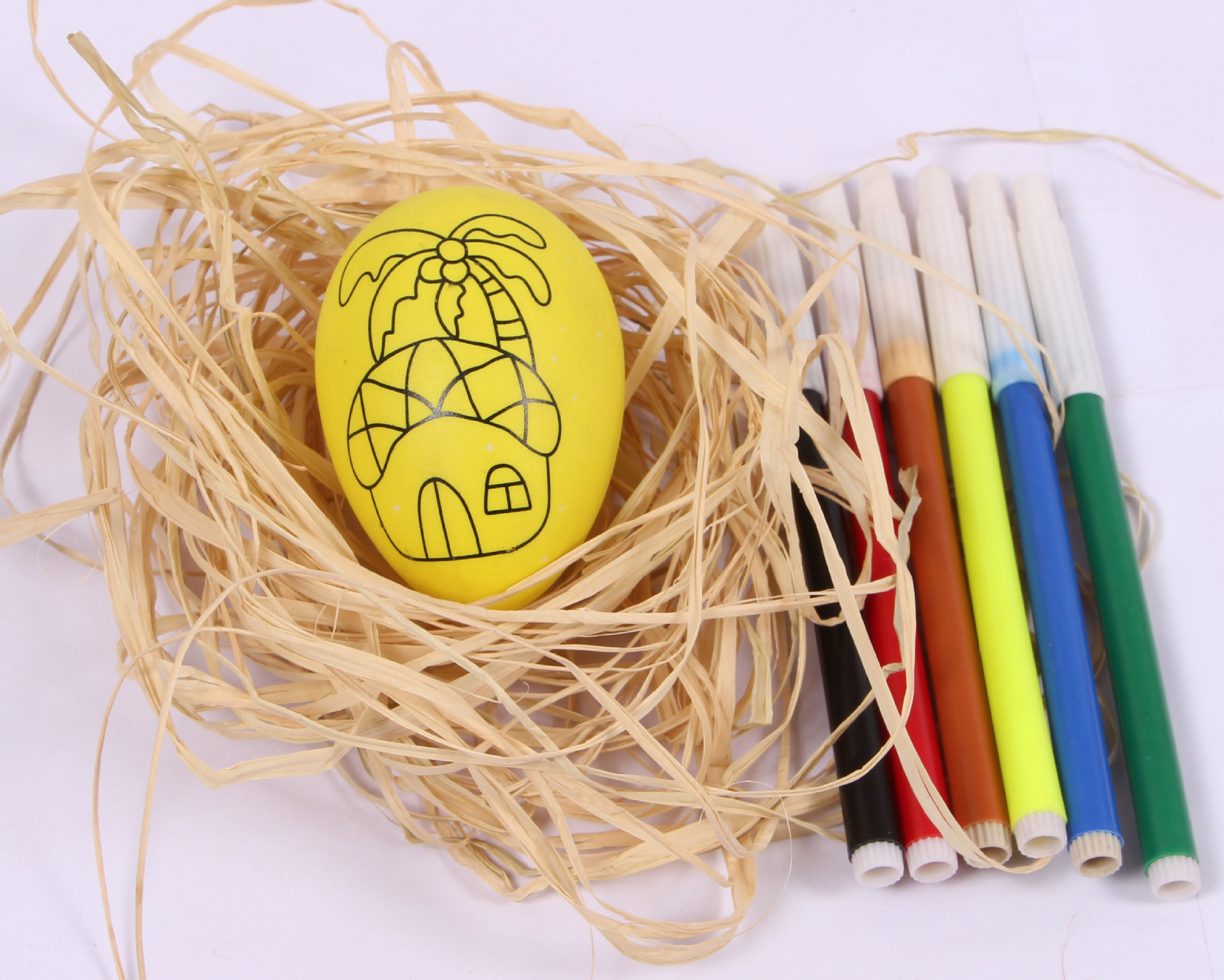 复活节彩蛋仿真鸡蛋幼儿园彩绘儿童手工diy填色彩绘蛋水彩笔套装