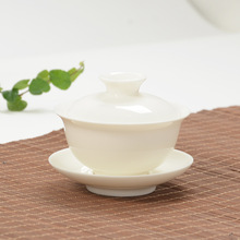 中国德化白瓷羊脂玉瓷耐高温盖碗大号盖碗茶碗茶具功夫茶具三才碗