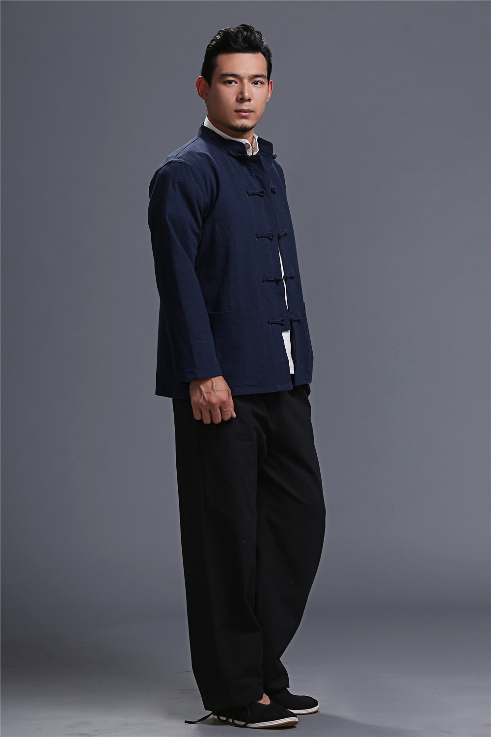 麻凡布衣中山装民族服装男装立领长袖麻棉手工盘扣衬衫民族风唐装