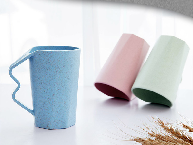正品创意麦秸秆水杯麦香味斜口杯情侣水杯 小麦秸秆漱口杯马克杯