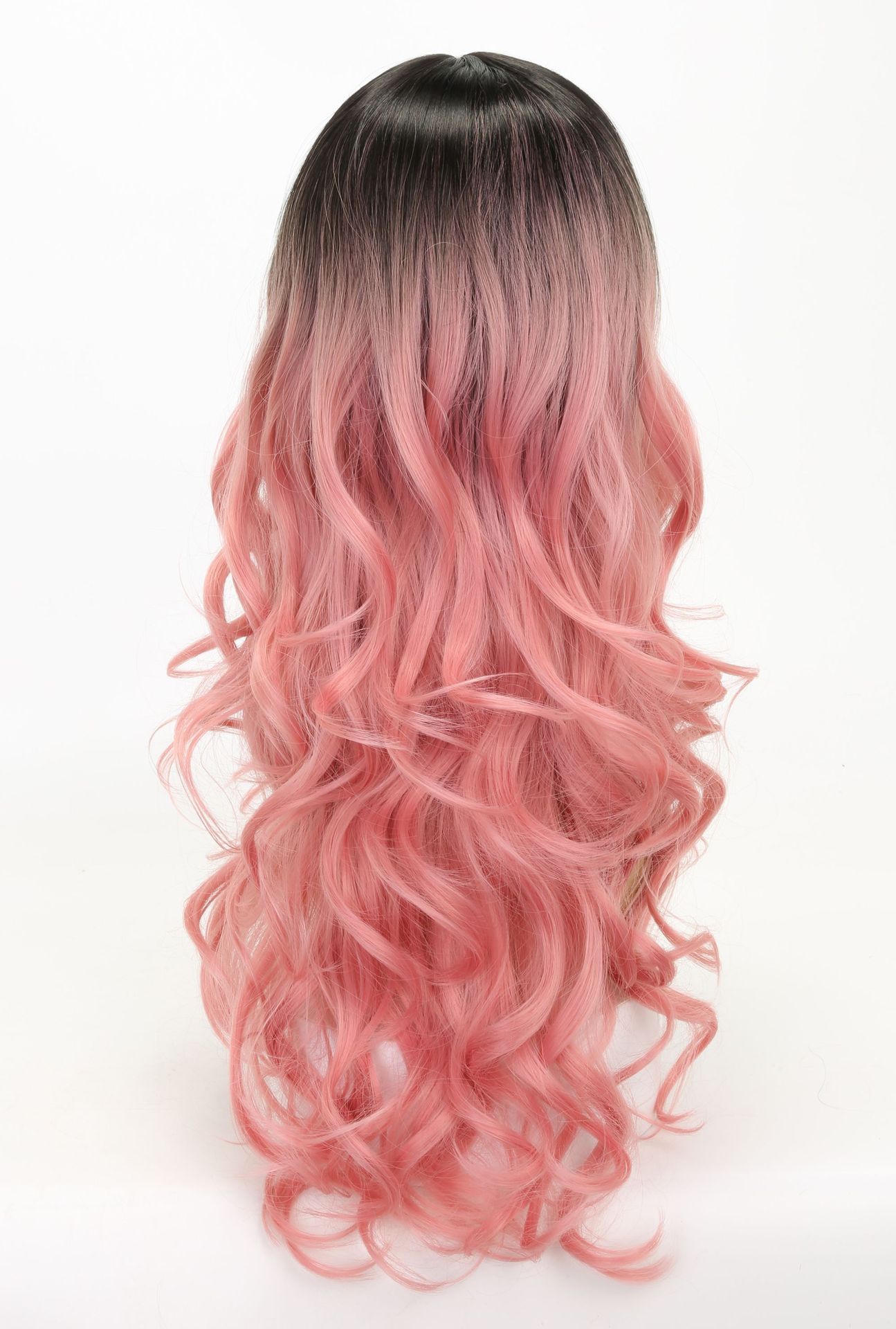 欧美假发渐变色粉色高温丝长卷发女 厂家直销ms9029