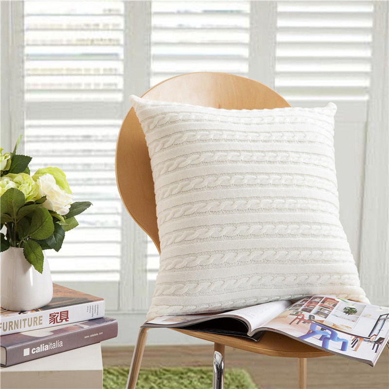 Nordic Wool Twist Knit Cushion Pillow Cover American-Style Village Style Pillow without Core