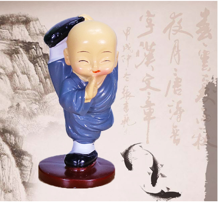 新款少林功夫小和尚摆件 车载摆饰 创意家居装饰小摆件 厂家直销