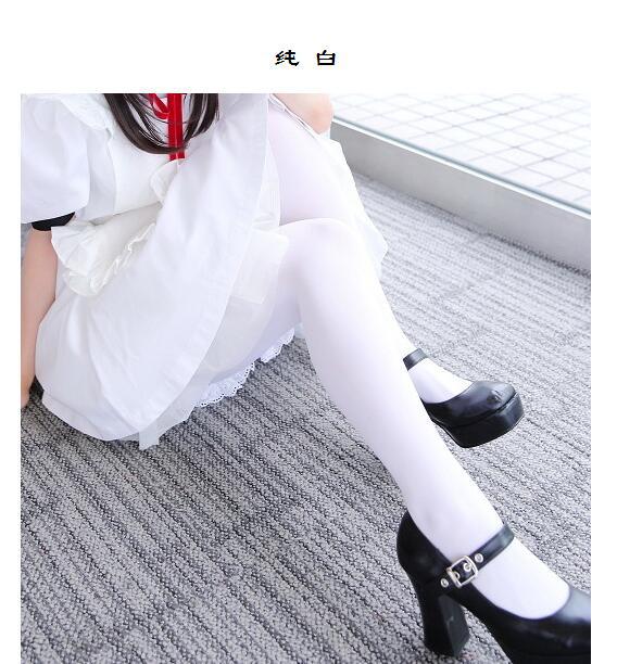 日系制校服 原宿cos软妹纯白色天鹅绒丝袜连裤袜 森系奶白裤