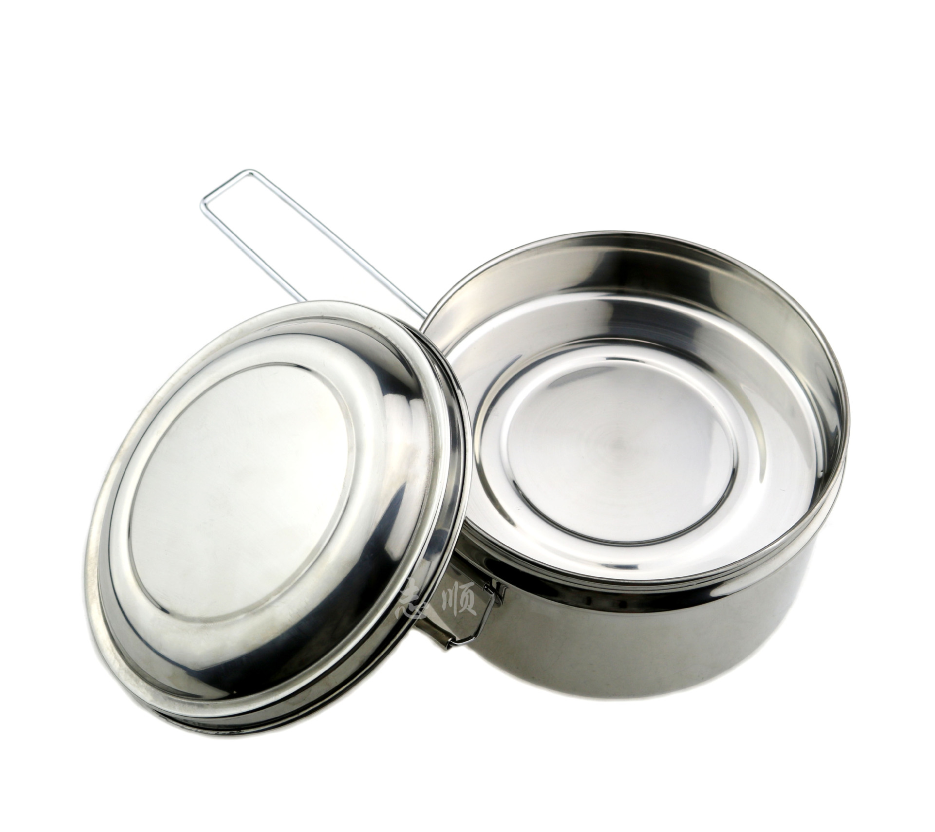 304不锈钢双层饭盒 圆形学生餐盒 便携不锈钢碗 可定制logo 批发
