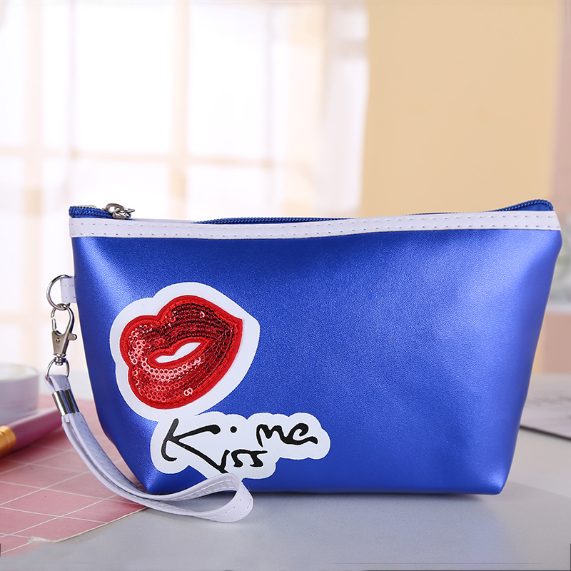 Korean Style Creative Embroidery Red Lips Cosmetic Bag Women's Bag New Multifunctional Storage Bag Travel Portable Wash Bag