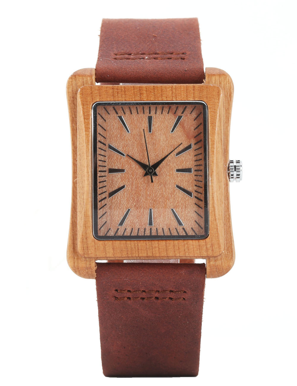 跨境外贸外贸ebay亚马逊长方形竹表盘皮带石英表木表枫木檀木