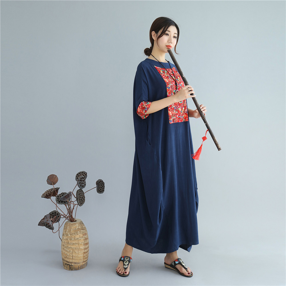 麻凡布衣棉麻女装 民族风 连衣裙 宽松休闲长裙 茶禅长袍 大袍子