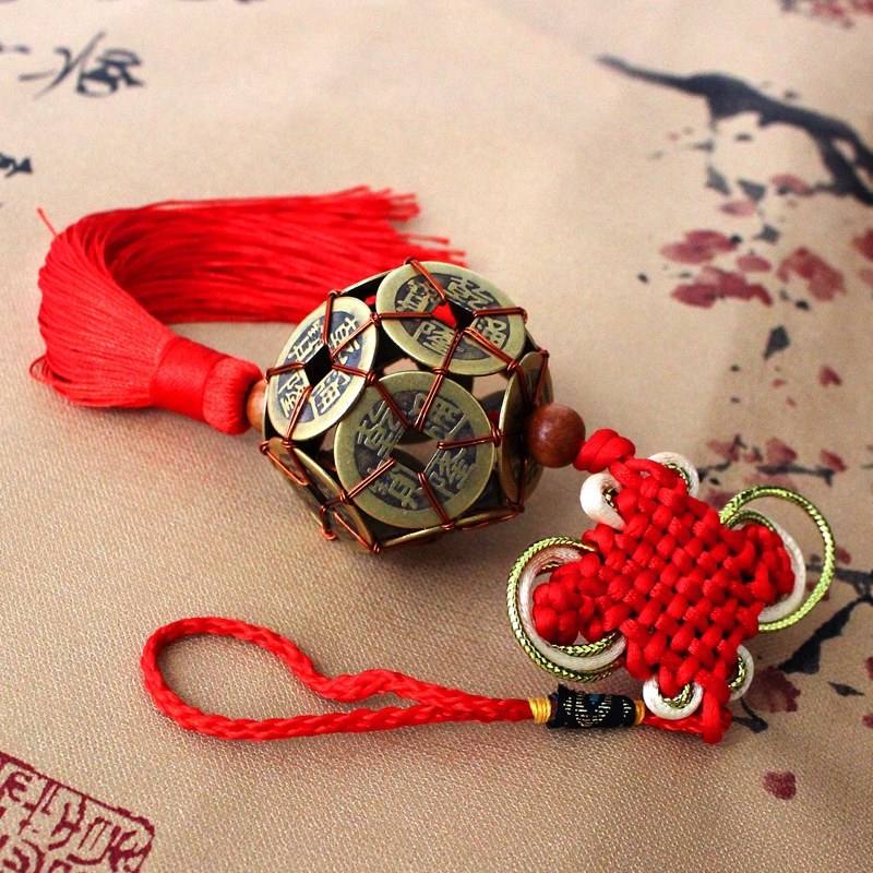 手工中国结路路通铜钱球汽车挂件车上饰品保平安