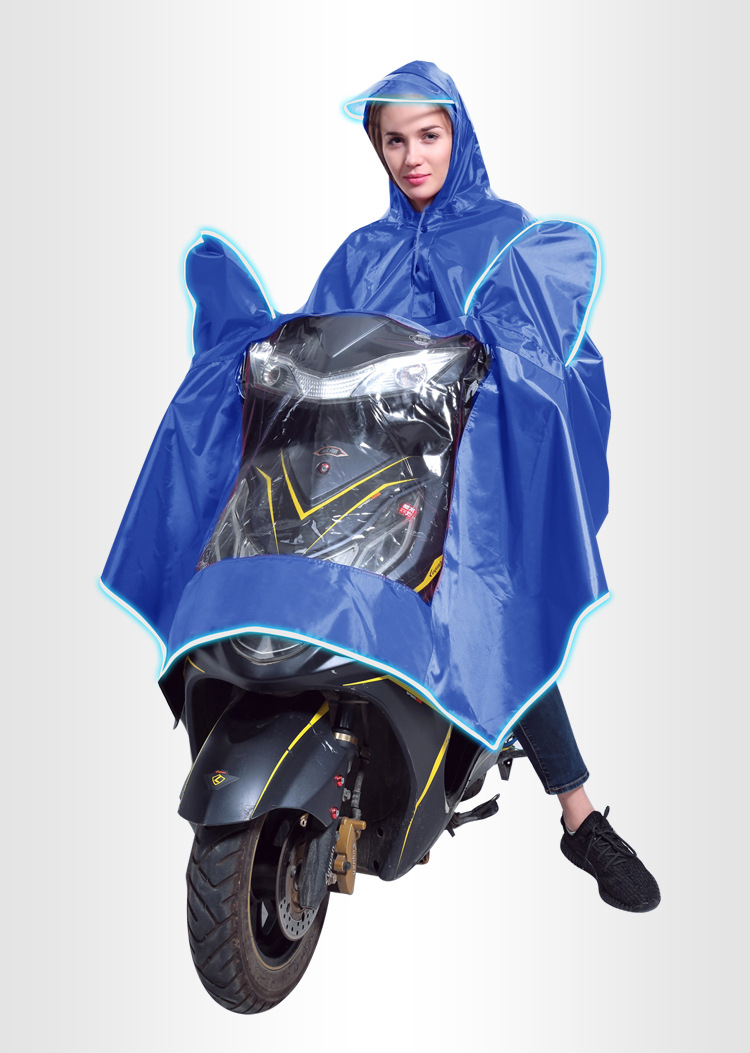 笠王品牌 成人电动车摩托车雨披涤纶pvc夜间放光大帽檐雨衣