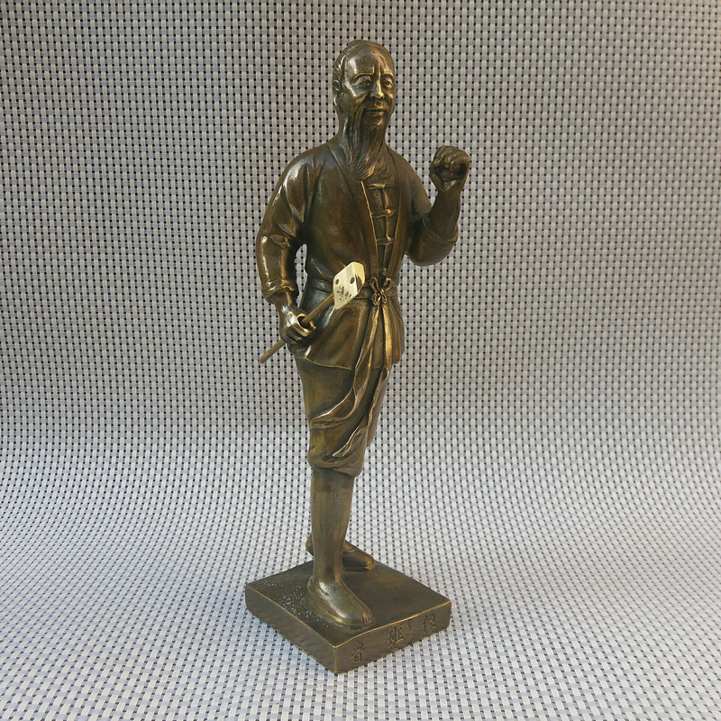 荣宝斋鲁班铜像摆件 木工祖师爷纯铜鲁班站像批发