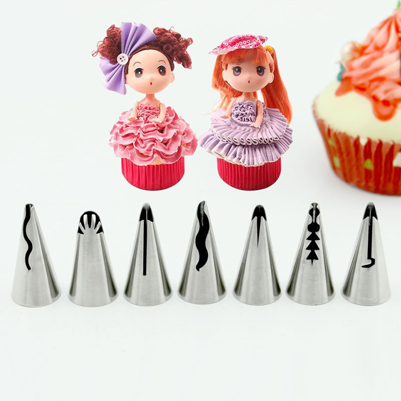 Pleated Skirt Cream Decorating Mouth 304 Stainless Steel Welding Polishing Baking Cake DIY Tool Small Size