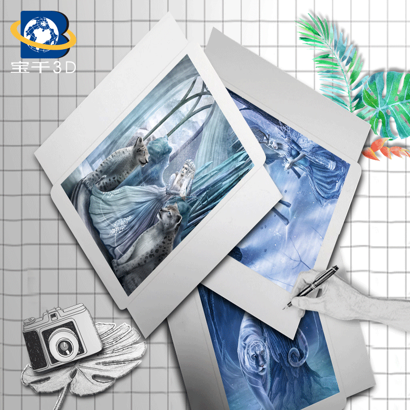 欧美插画3d明信片 3d动感立体卡片 专业定制婚庆聚会