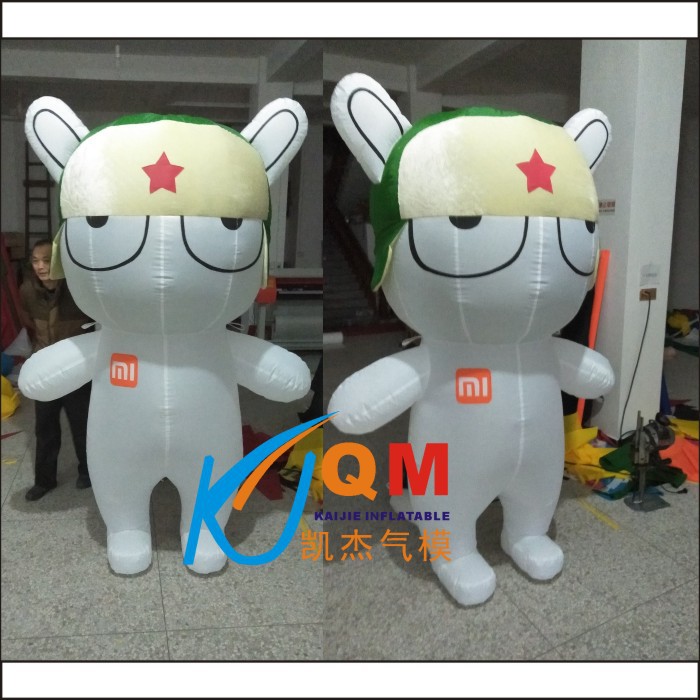 小米卡通吉祥物气模人偶 米兔手机卡通行走气模模型