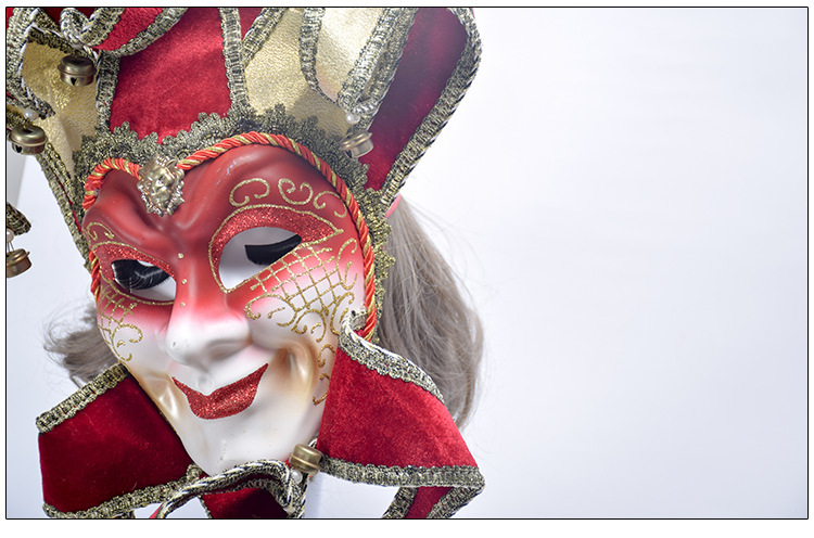 外贸定做 万圣节高档威尼斯面具 火焰10角脸谱面具 恐怖狂欢派对