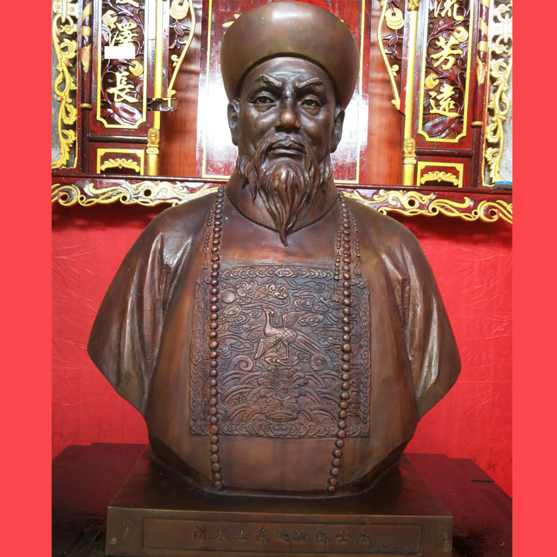 供应铜人物半身胸像 工厂直销林则徐人头像定制 室外装饰摆件