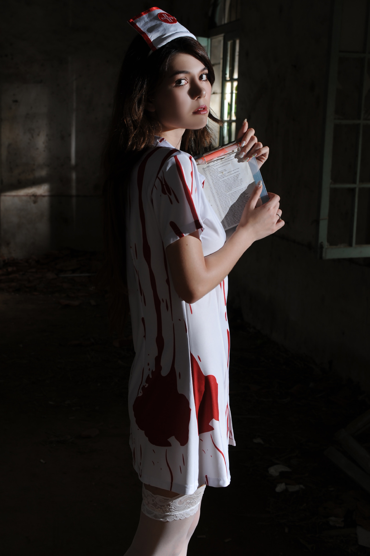 2019年万圣节新款鬼护士服装一件代发鬼节血腥恐怖白衣天使血迹装