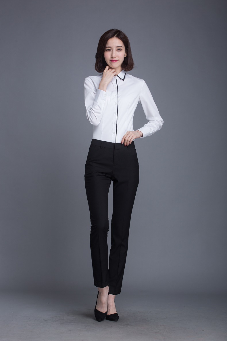 017款职业女西裤正装裤竖纹斜纹修身直筒黑色西装裤通勤ol工作服
