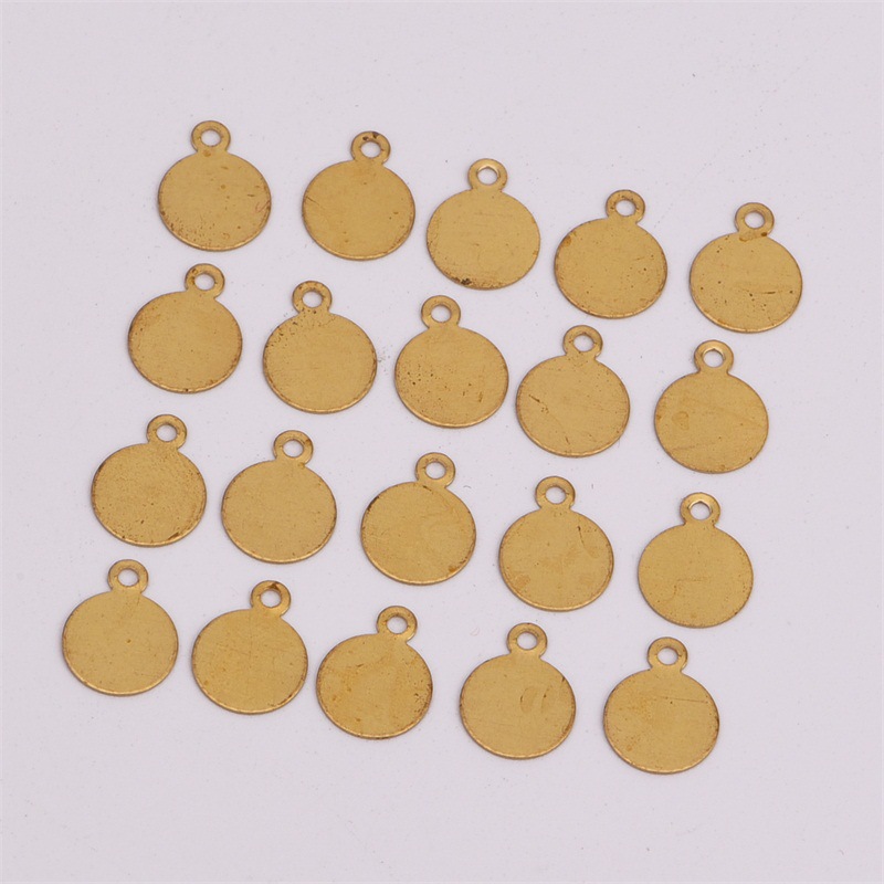 毛坯批发 8mm实心单吊圆形铜片 项链耳环小吊坠 手工diy饰品配件