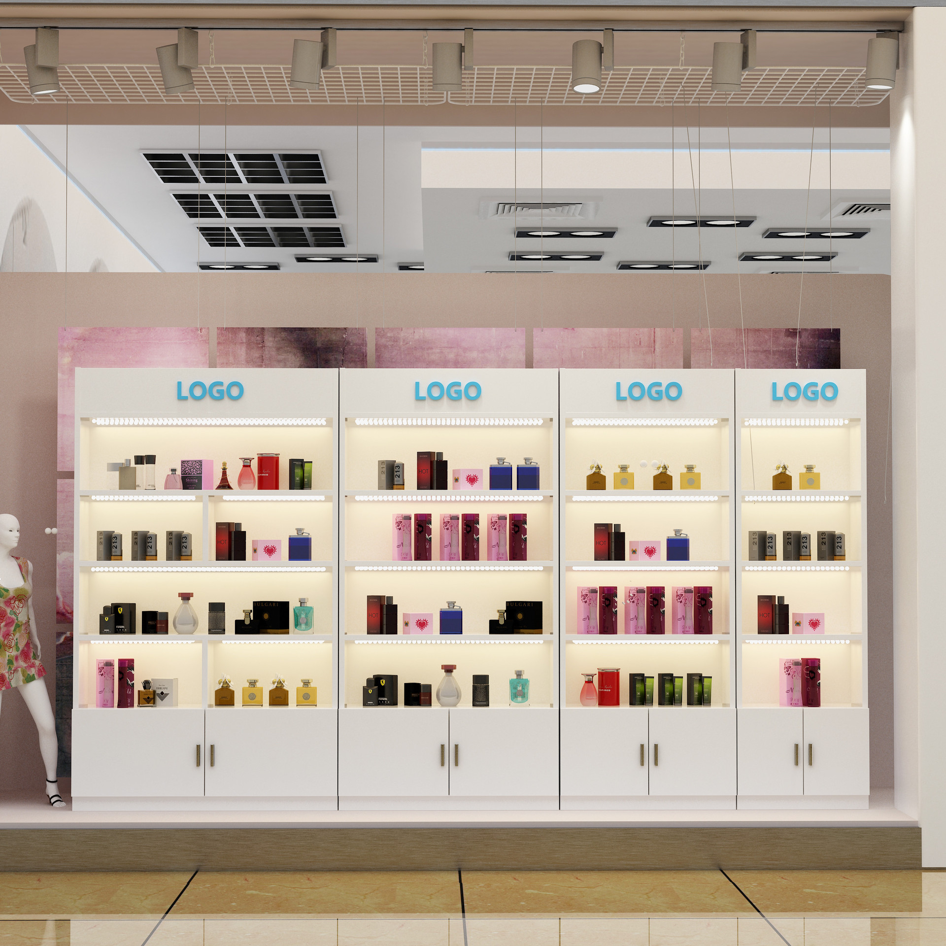 化妆品展示柜货柜货架展示架产品柜包包展示柜