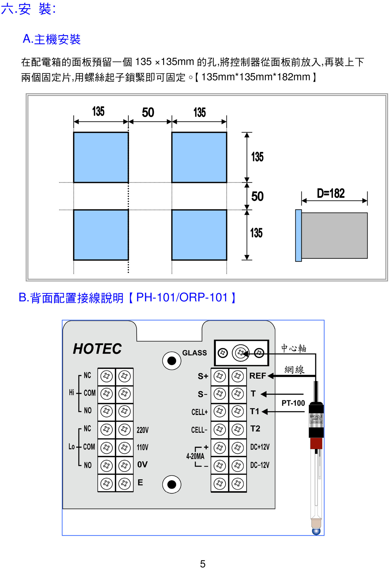 台湾hotec合泰在线ph计orp-101水处理配台湾电极检测仪表套装