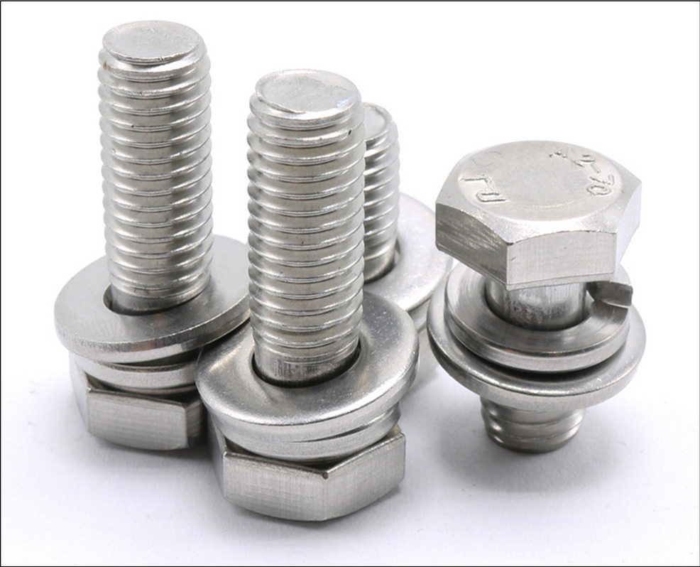 304不锈钢gb9074.17外六角三组合螺丝切边自带平弹组合螺栓m5 m6