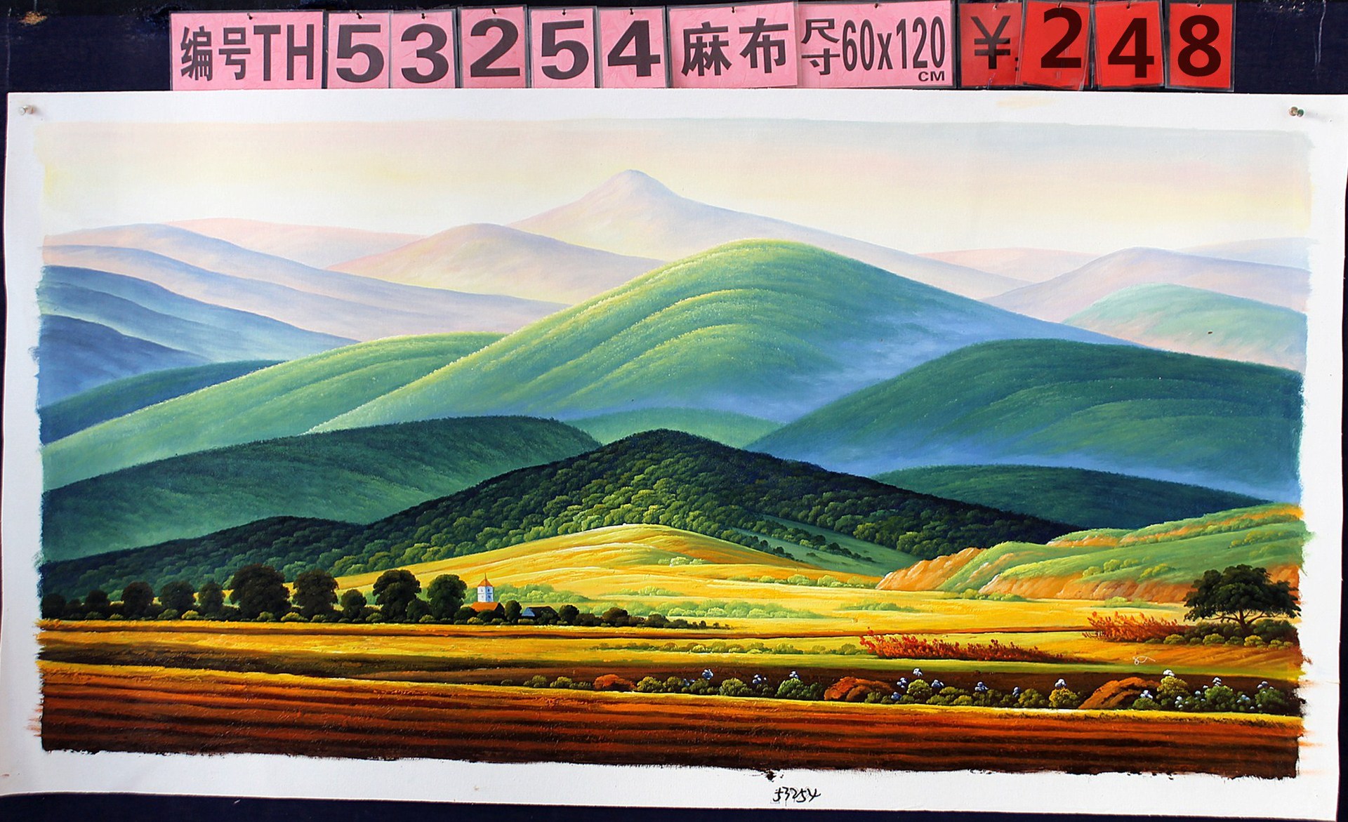 油画60x120巨人山风景 供现货批发欢迎定做高中低档和尺式寸题材