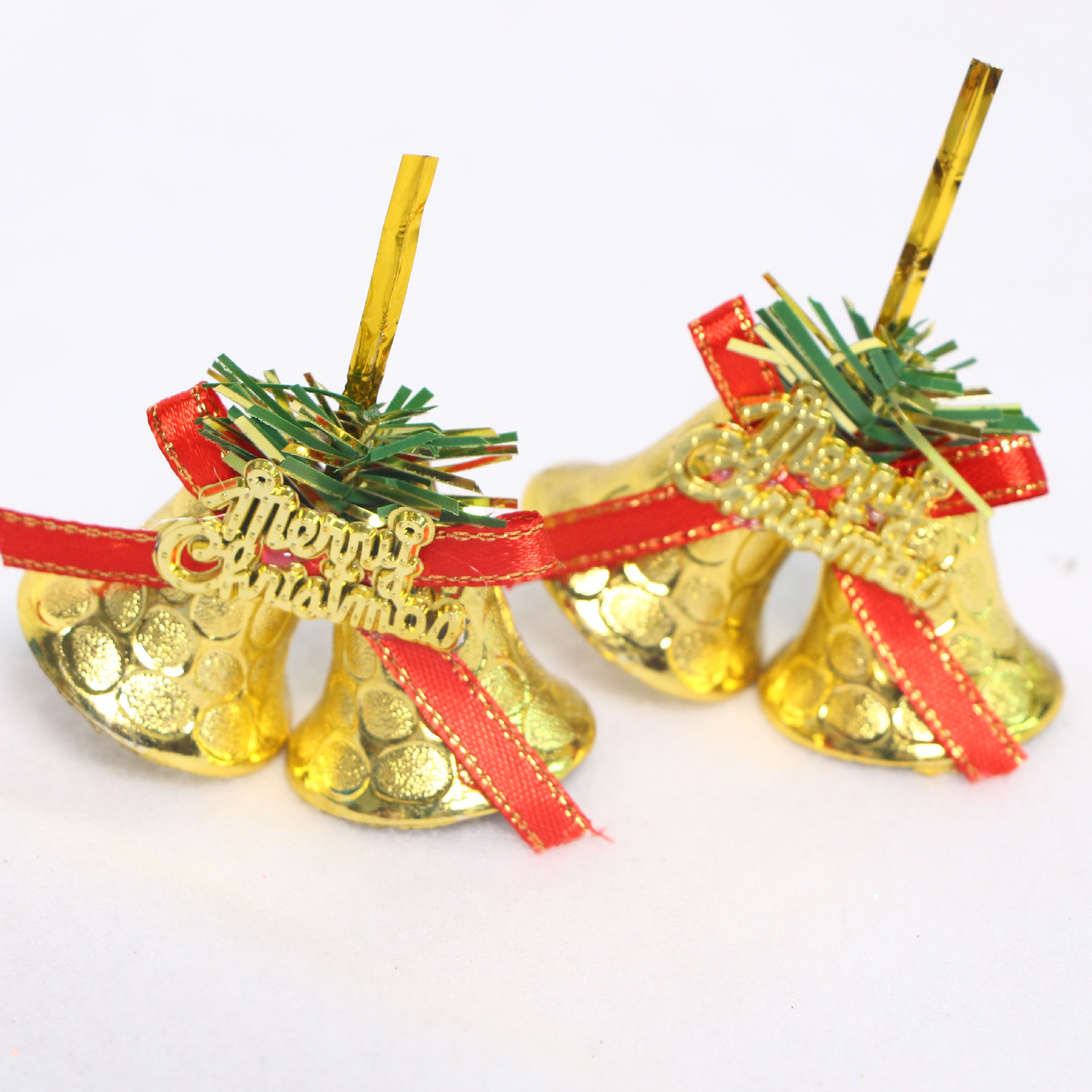 5cm双铃铛 金色纸卡小铃铛 圣诞树配件 圣诞节袋装