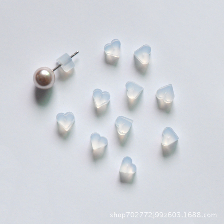 Ear Stud Plug Earplug Plastic Transparent Silicone Earrings Back Earplugs Cap Heart-Shaped Blocking Non-Slip Ear Clip Ornament Accessories Wholesale