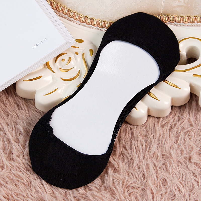 New Korean Style Cotton Sponge Mat Sole Massage Heel Silicone Super Low Cut Waist Tight Invisible Socks Boat Socks