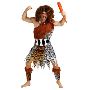 万圣节服装 cos演出衣服成人男女土著人原始人印第安豹纹野人服装