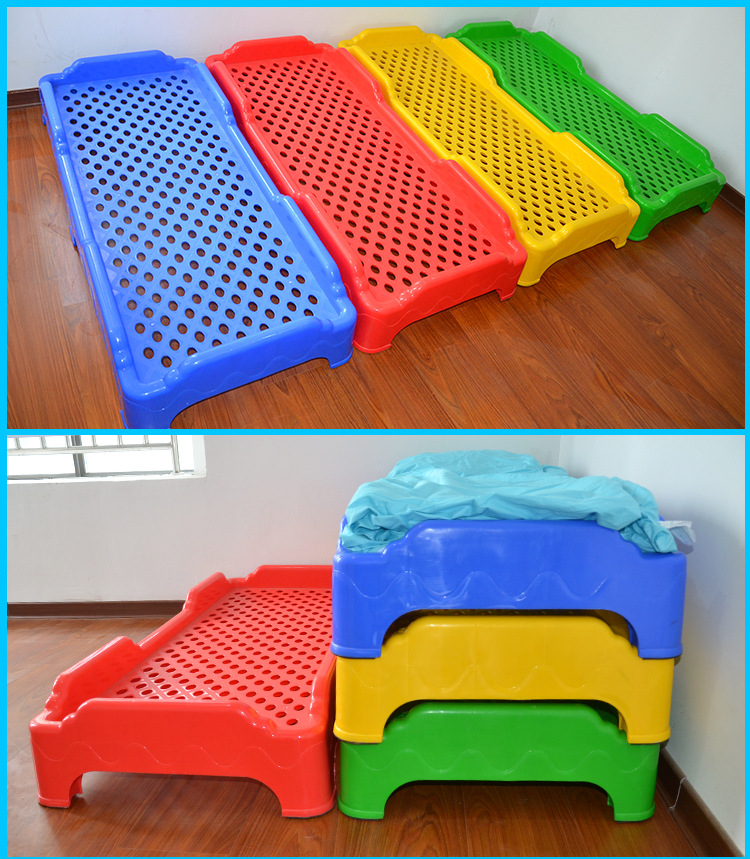 幼儿园批发床儿童加厚塑料床托儿所床午睡叠叠床早教中心床培训班