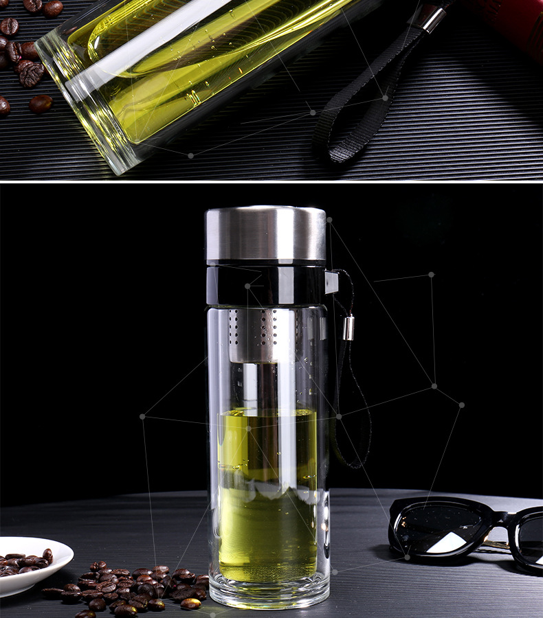 晶立方高硼硅双层玻璃杯耐热便携水杯广告定制礼品杯logo茶杯厂家