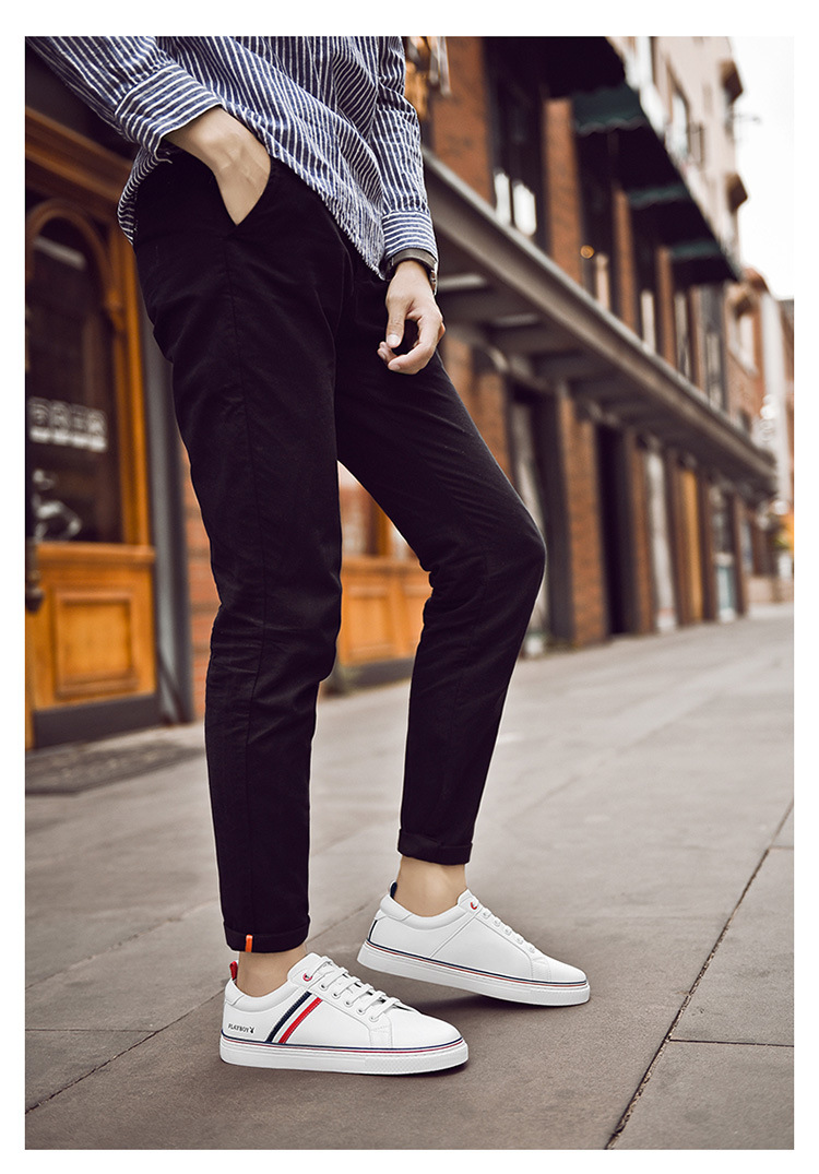 花花公子男鞋秋季白色板鞋男韩版潮流百搭学生平底休闲鞋小白鞋男