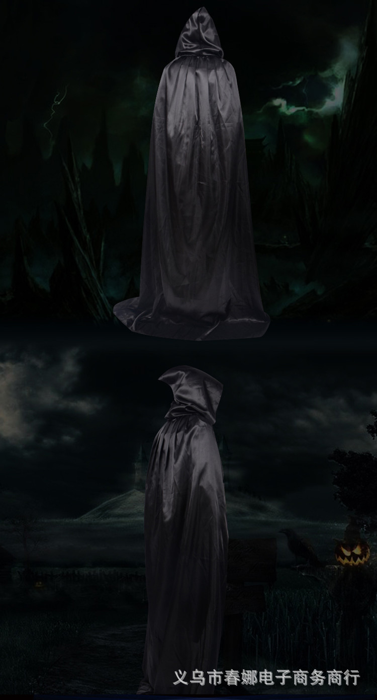 万圣节服装 金色黑色死神斗篷大披风魔鬼恶魔带帽吸血鬼cosplay服