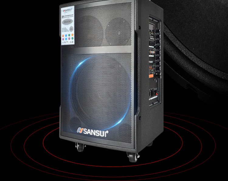 山水sg3-12蓝牙音箱户外广场舞音响播放器移动拉杆带无线话筒k歌