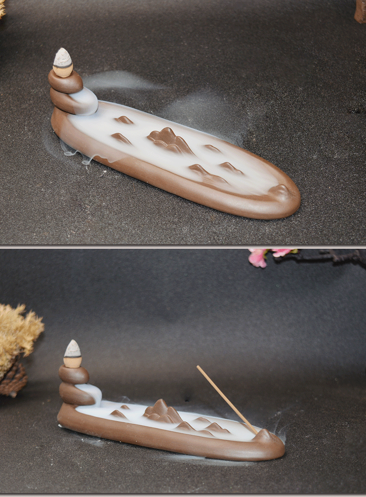 禅意枯山水倒流香佛教香器香炉线香陶瓷香板创意个性茶道配件