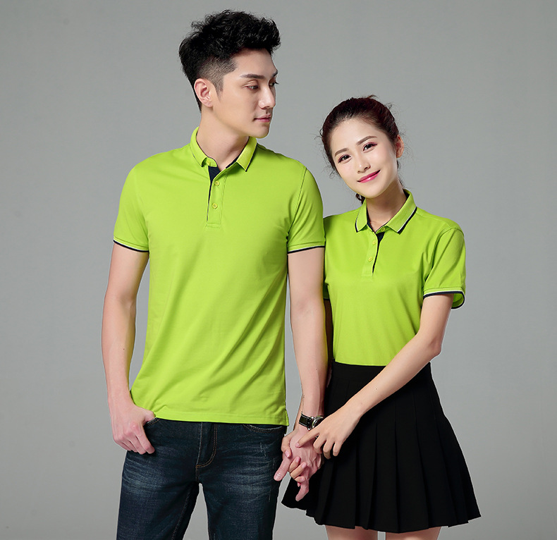 夏季休闲短袖体恤衫 团队服定制 翻领文化衫 拼色广告衫t恤定做