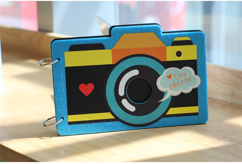 顽创意 相机毛毡插页式相册diy拍立得批发宝宝成长记录纪念册