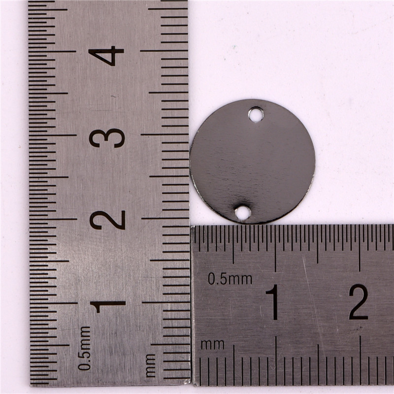 15mm光面圆片双孔薄铜配件diy手工材料圆形挂手链连接片饰品配件