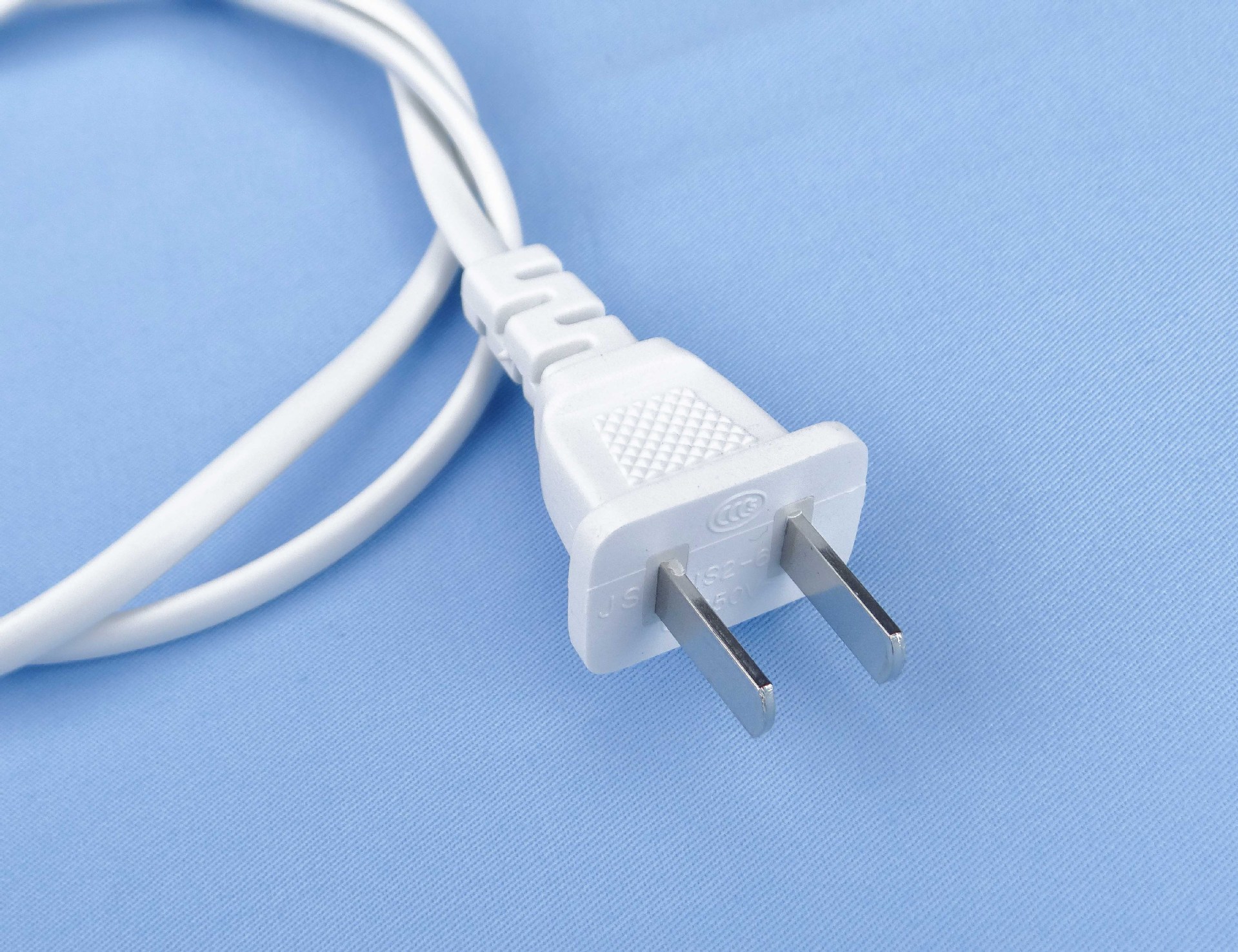 国标双芯护套白色1米长电源线插头尾部裸线 国标两芯白色电源线