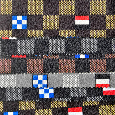 鼎茂皮革pvc印花大牌格子纹数码印花箱包装饰合成人造革厂dm-3726