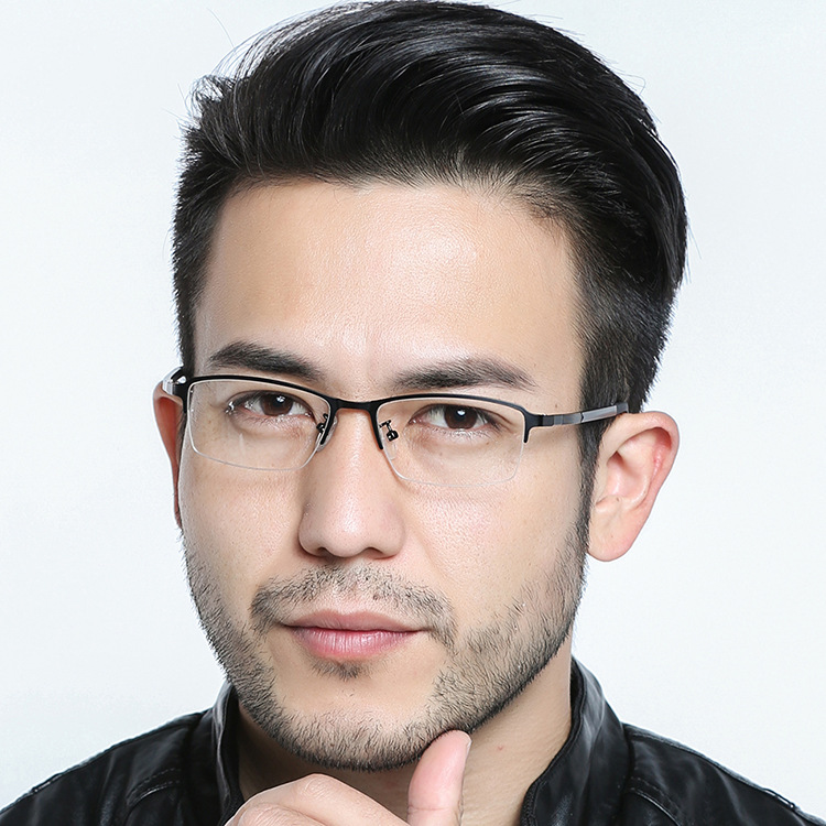 男士商务时尚圆框眼镜架  商务休闲男士半框眼镜架